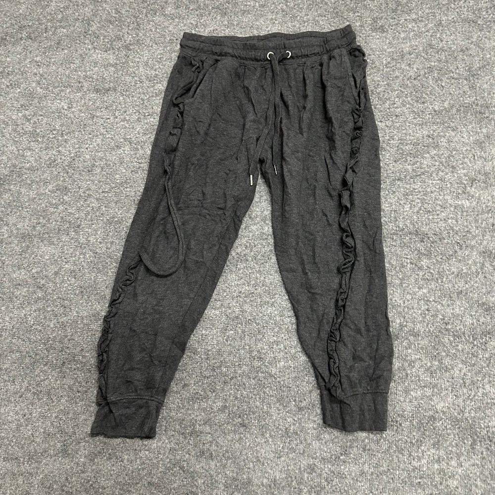 New York Laundry Joggers Womens Size XL Gray Ruffle Athleisure Cotton Blend Pant